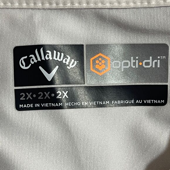 Callaway Opti Dri Shirt Mens 2X White Black Blue Polo Golf Performance Logo - Picture 4 of 5